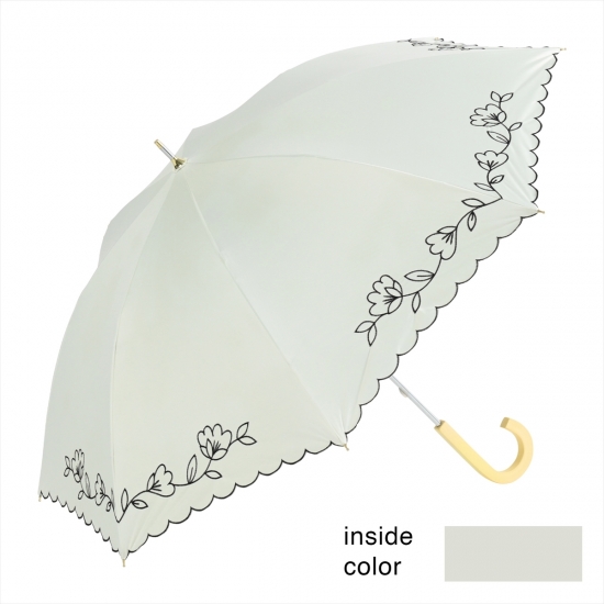 [晴雨兼用日傘]遮光アシンメトリー花刺繍