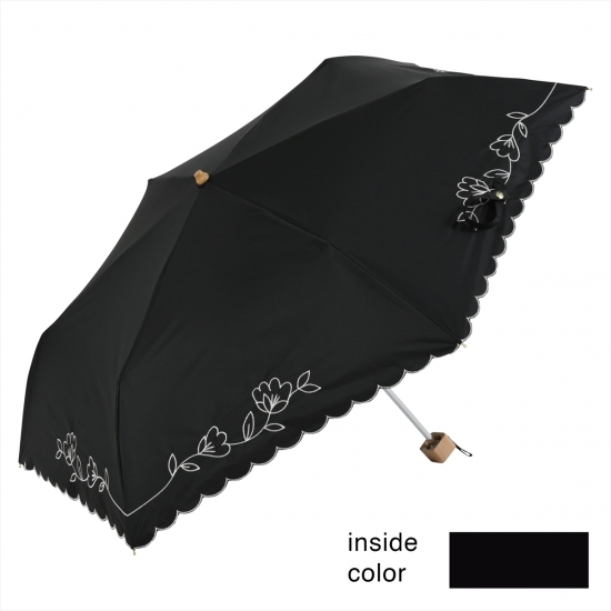 [晴雨兼用日傘]遮光アシンメトリー花刺繍 ミニ