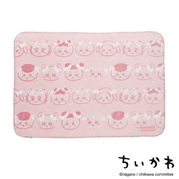 ちいかわ リボンリボン/ピンク　オパール加工ブランケット