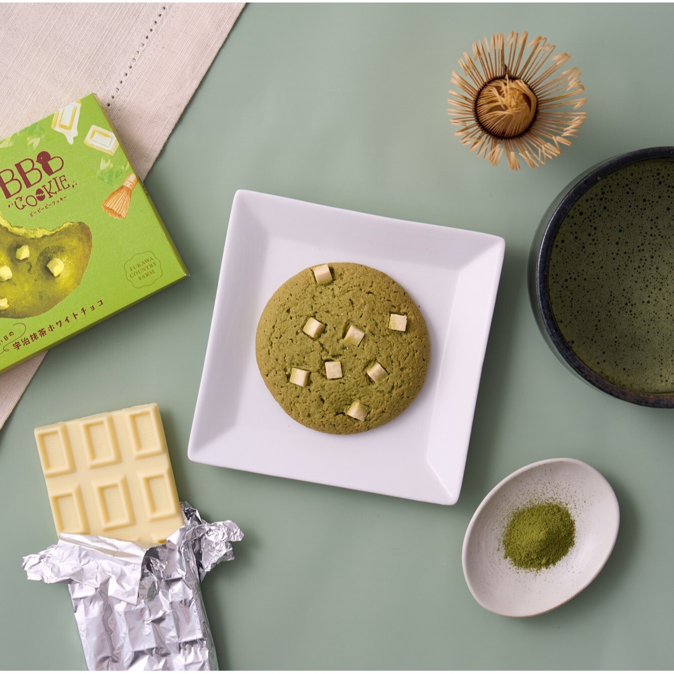ＢＢＢクッキー　宇治抹茶ホワイトチョコ