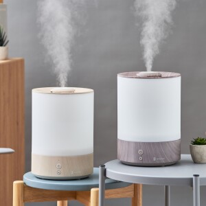 上部給水式 超音波加湿器 ライト付 -Premium WOOD-