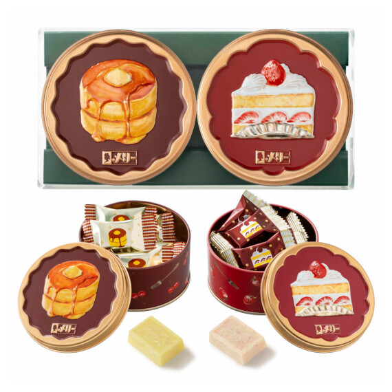 メリーチョコレート はじけるキャンディチョコレート。 ホットケーキ缶＆ショートケーキ缶